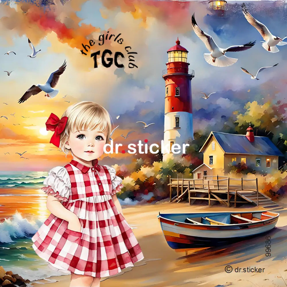 גליל מדבקות ד"ר סטיקר - מועדון הילדות - שקיעה בחוף