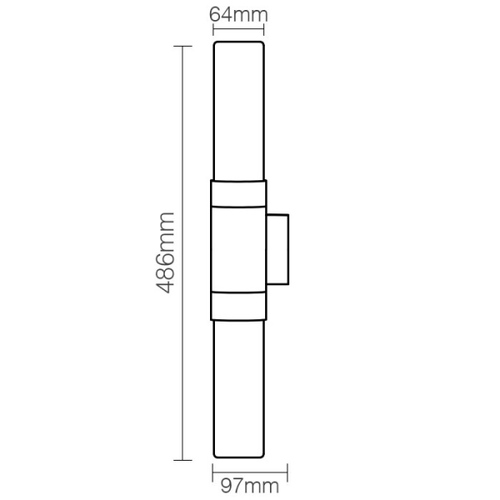 מנורת קיר מוגנת IP54 גוף שחור UP & DOWNE27