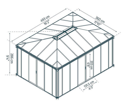 גזיבו סגור לגינה LEDRO אפור כהה 3.6x5