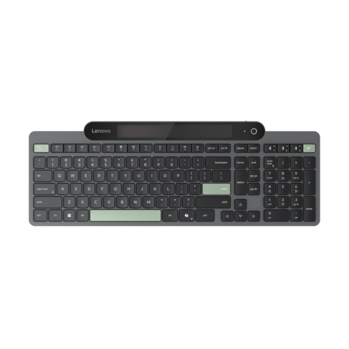 Lenovo Self-Charging Bluetooth Keyboard 212 Hebrew – מקלדת אלחוטית נטענת מאור סביבתי עם תמיכה בשלושה מכשירים.