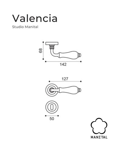 זוג ידיות לדלת Valencia - פליז מיושן/ פורצלן