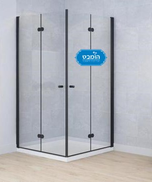 מקלחון פינתי הרמוניקה 80*80 צירי משקפיים פירזול שחור 