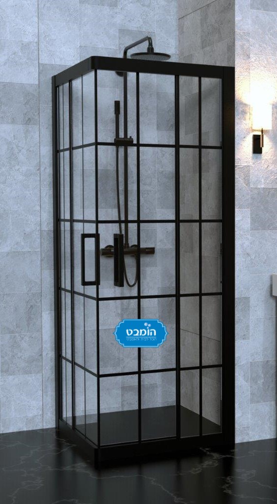 מיקלחון פינתי הזזה פרזול שחור קוביות 80*80 ס"מ
