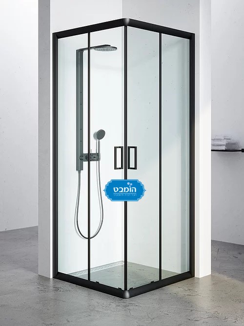מקלחון פינתי הזזה פירזול שחור 80*80  / 90*90 ס"מ