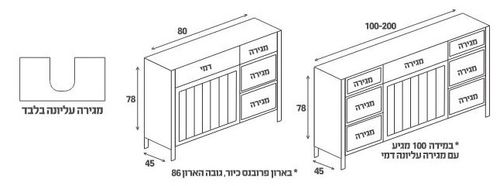 ארון אמבטיה אפוקסי עומד פרובנסי עם כיור אינטגרלי