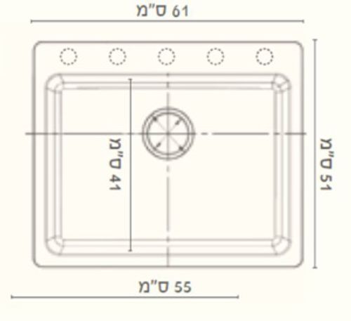 כיור מטבח גרניט  אודם  61 ס