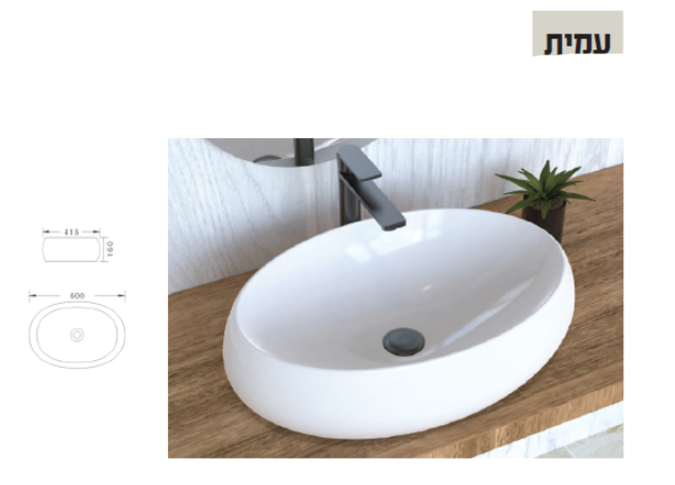 כיורים מונחים ניר לבחירה לבן מבריק