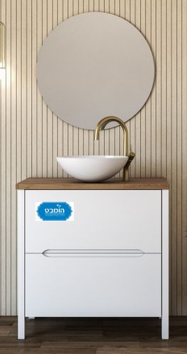ארון אמבטיה אפוקסי עומד ניו יורק עם בוצ'ר וכיור מונח לבן מבריק