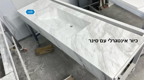 משטח שיש יצוק אינטגרלי שוקת עם סינר 12 ס