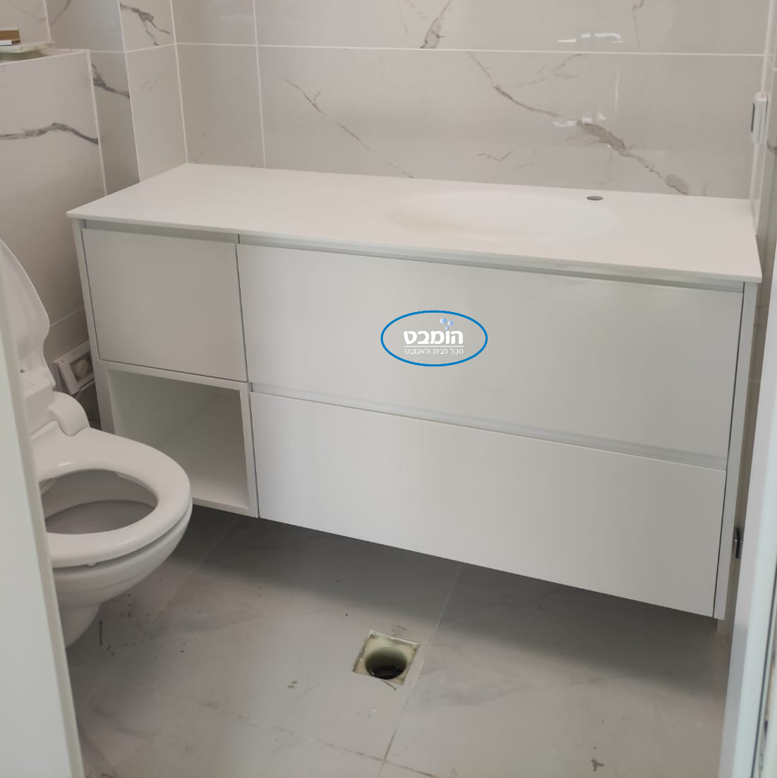 ארון אמבטיה אפוקסי תלוי טילטיל עם משטח שיש אינטגרלי יצוק קוריאן