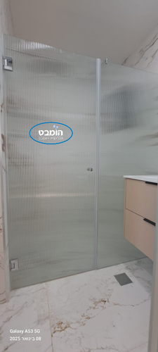 מקלחון חזית קבוע + דלת זכוכית גלים גלינה פירזול כרום ניקל 8 מ