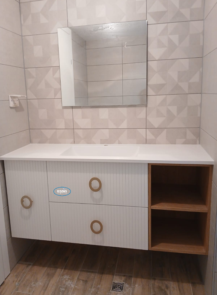 ארון אמבטיה צבע אפוקסי תלוי רנגלר עם משטח שיש אינטגרלי יצוק גוליאן