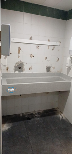 משטח יצוק מוסדי גוליאן עם כיור שוקת + מכסה סמוי לניקוז