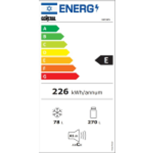 מקרר מקפיא עליון ג'נרל דגם GE365BIX נירוסטה שחורה