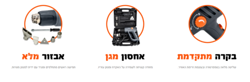 אקדח חום 2000W חשמלי מקצועי + מזוודה+אביזרים