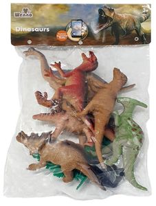 מארז 6 דינוזאורים צבעוניים מפלסטיק ו 4 פרטי נוף למשחקי דמיון
