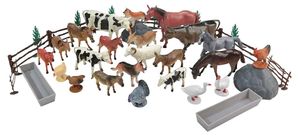 דלי ענק 45 חלקים חיות חווה ואביזרי נוף מפלסטיק למשחקי דמיון