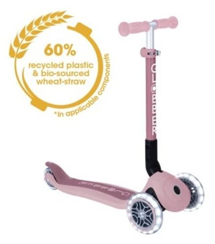 קורקינט מתקפל לפעוטות וילדים JUNIOR LIGHTS ECOLOGIC עם אורות בגלגלים - ורוד Berry גלובר