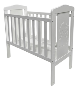 עריסה לתינוק MOON מעץ מלא - צבע לבן