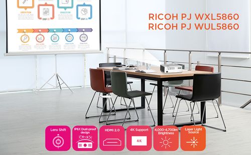 מקרן לייזר Ricoh PJ WXL5860 DLP LASER 4700lm WXGA