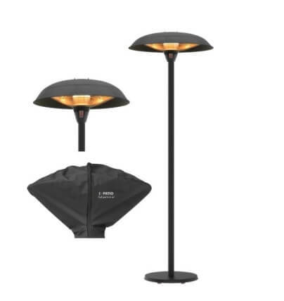 פטריית חימום חשמלית מעוצבת על עמוד 1200W/1800W/3000W צבע שחור + כיסוי S.PATIO