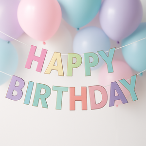 שרשרת HAPPY BIRTHDAY צבעוני עם מסגרת זהב