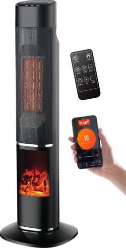 תנור מגדל קרמי עם שלט רחוק YHM VOLCAN-81 2000W - צבע שחור
