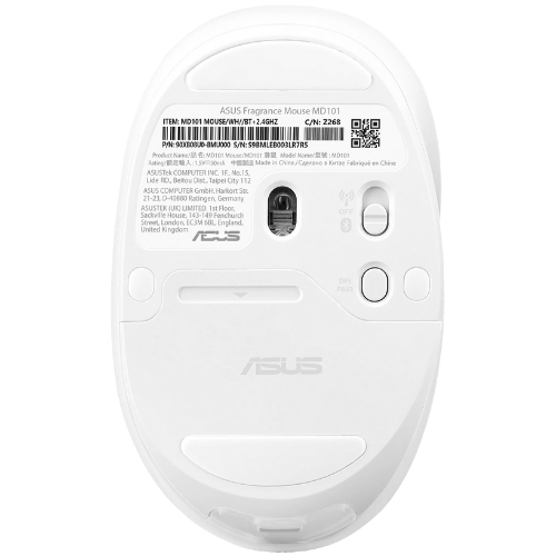 ‏עכבר ‏אלחוטי צבע לבן עם מפיץ ריח Asus Fragrance Mouse MD101