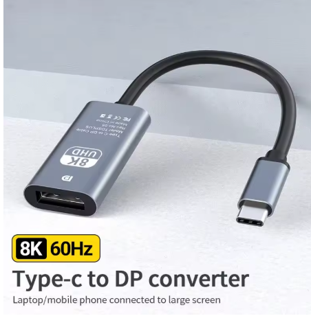 מתאם USB-C ל-DisplayPort 8K – מתאם Type-C זכר ל-DP נקבה באיכות פרימיום