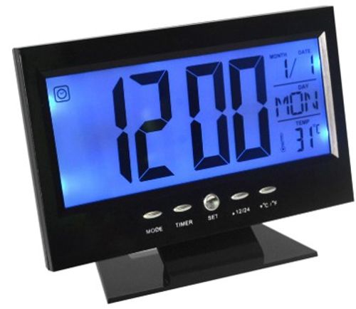 שעון מעורר דיגיטלי שולחני כסף + שחור 8082