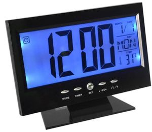 שעון מעורר דיגיטלי שולחני כסף + שחור 8082