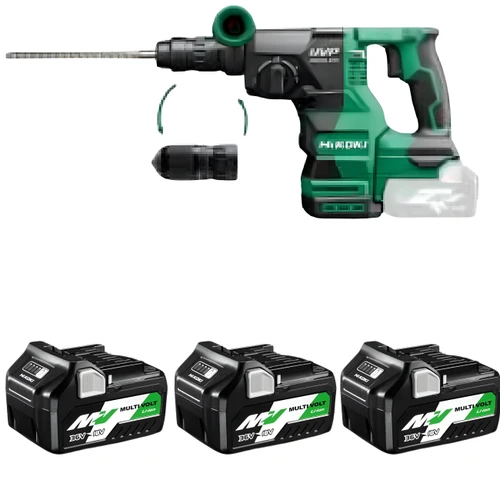 סט פטישון נטען 36V Multi-Volt מבית HiKOKI DH3628DA + 3 סוללות 5A + מטען | ביצועים מקצועיים בבטון