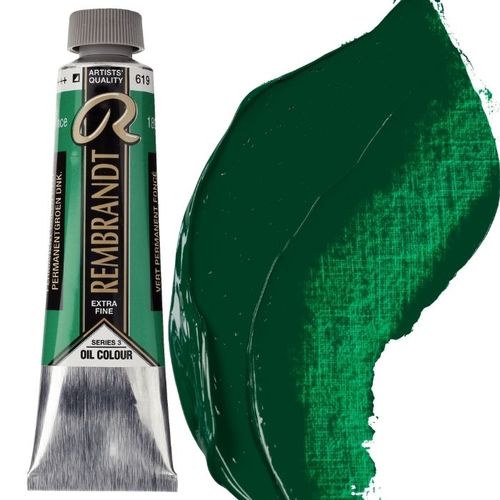 צבע שמן 40 מל Permanent Green Deep 619 Rembrandt (סדרה 3) 