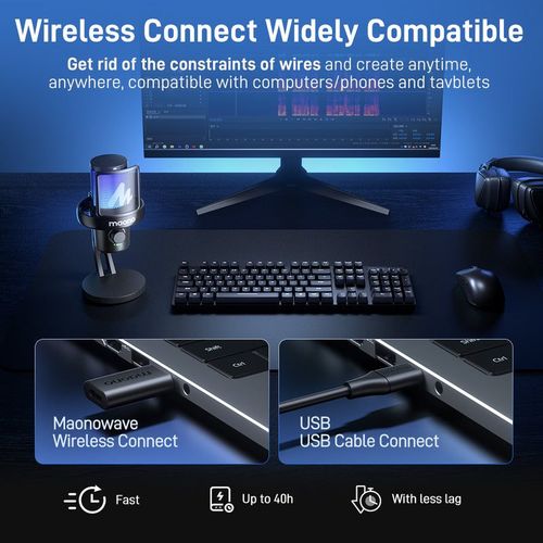 Maono DM40 – מיקרופון קונדנסר USB ואלחוטי לגיימינג, סטרימינג ופודקאסטים