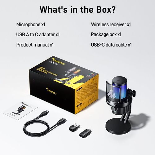 Maono DM40 – מיקרופון קונדנסר USB ואלחוטי לגיימינג, סטרימינג ופודקאסטים