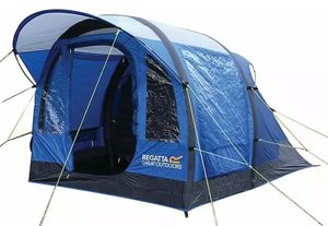 אוהל מתנפח לשלושה אנשים עם חדר שינה נפרד עשוי בדים חסיני אש המגינים מפני רוחות וגשם - כחול