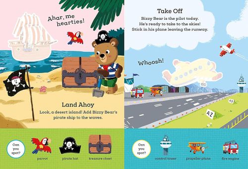 חוברת מדבקות גדולות וחפש ומצא כלי תחבורה Busy Bear