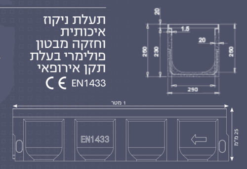 תעלת ניקוז פולימרית 100/29/25 ס