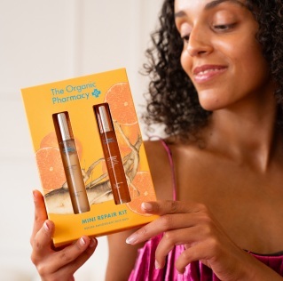 ערכת סרום וג'ל פנים The Organic Pharmacy Mini Repair Kit 30 ml