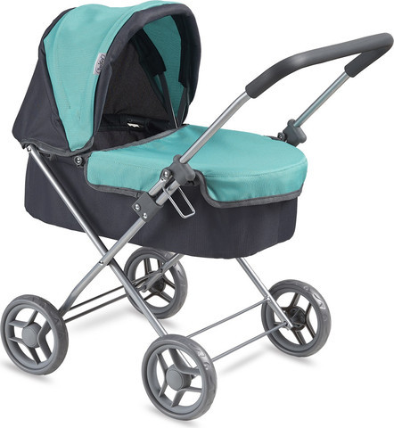 עגלת בובה 4 גלגלים עם סל שכיבה My Doll Carrycot - טורקיז