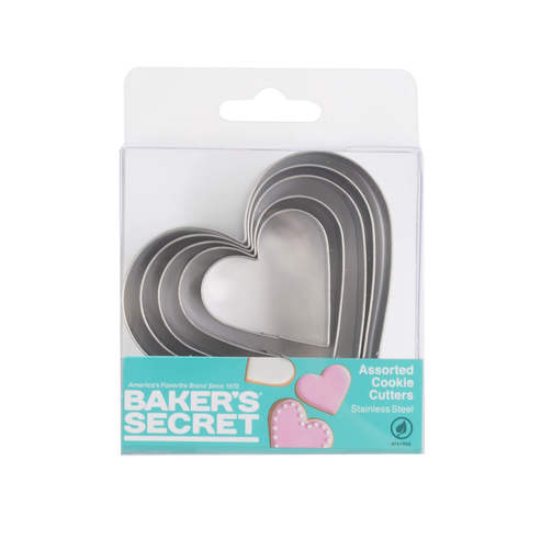 סט 5 חותכנים בצורת לב BAKER'S SECRET