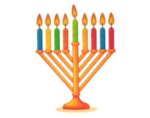 קישוט לבד צבעוני - חנוכייה 48/70 ס