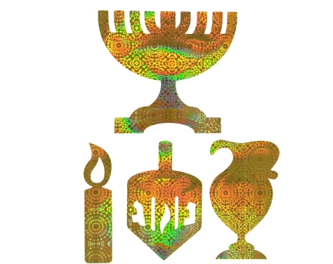 סמלי חנוכה אומנותיים לקישוט - הולוגרמה זהב