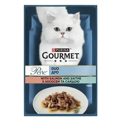 גורמה פרל פאוץ' מזון לח ומלא לחתול נתחי סלמון ודג לבן