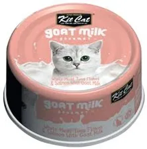 קיט קט מעדן חלב עז טונה וסלמון לחתול 70 גרם