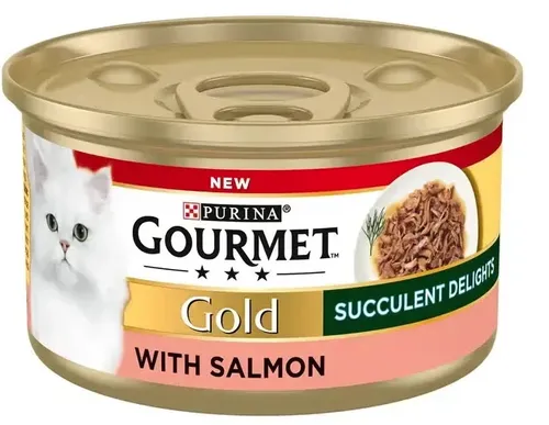 גורמה מזון לח ומלא לחתול נתחי סלמון ברוטב