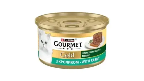 פנסי פיסט גורמה גולד מזון לח ומלא לחתול פטה ארנב משובץ נתחים