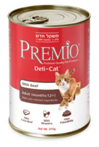 שימור פרמיו לחתול דלי-קט בקר 375 גרם