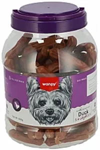 וונפי צנצנת חטיפי נקניקיות ברווז לכלב 600 גרם