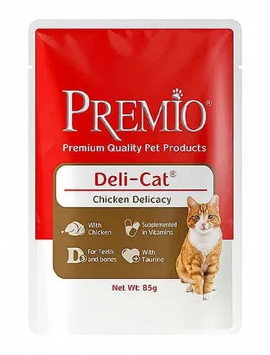 פרמיו פאוץ' דליקט בג'לי לחתולים עוף 85 גר'